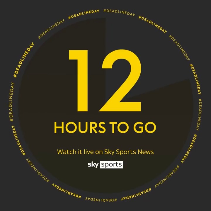 12 HOURS TO GO! Follow every move, rumour and all the breaking news live on Sky Sports News until the January window shuts tonight at 11pm! 🚨⏰