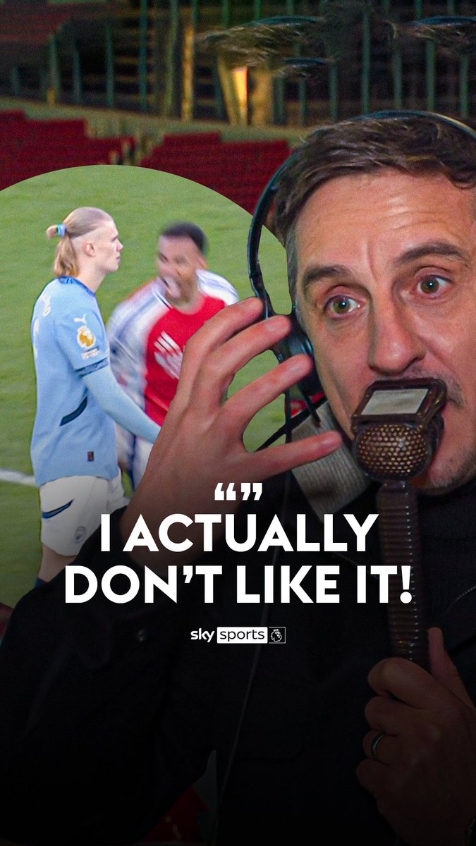"I actually don't like it" Gary Neville says Gabriel screaming in Haaland's face was disrespectful 😳