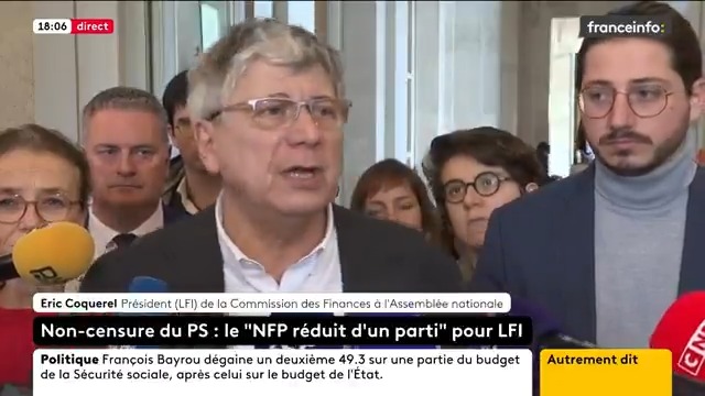 🗣 "Si vous votez le budget, vous êtes en soutien au gouvernement. Si vous vous y opposez, vous êtes dans l'opposition. A partir du moment où le PS ne vote pas la censure, il laisse passer ce mauvais budget et est dans un soutien sans participation au gouvernement."