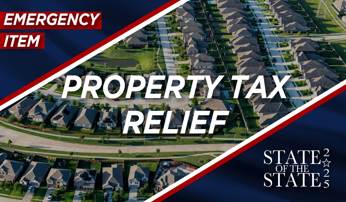 Announcing property tax relief as an Emergency Item. #TXSOTS25 This continues to be a top priority in Texas. We must close local taxing loopholes to ensure hardworking Texans have long-term property tax relief. 🎥Watch: