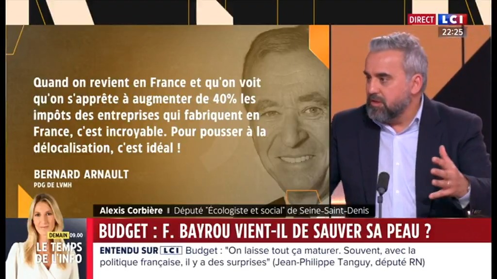 Les propos de Bernard Arnault sont obscènes. Sa fortune ne cesse de s'accroitre. Il profite du savoir faire français et du rayonnement de la France. Parler de délocalisation est complètement décalé par rapport à ce que vivent les Français. #lCI