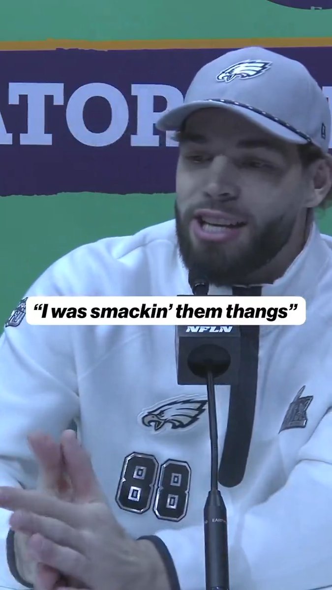 "We had a nice Crawfish Boil right when we showed up. I was smackin' them thangs." 🤣 Philadelphia Eagles TE Dallas Goedert is loving the food in New Orleans ahead of Super Bowl LIX 🍴🦞