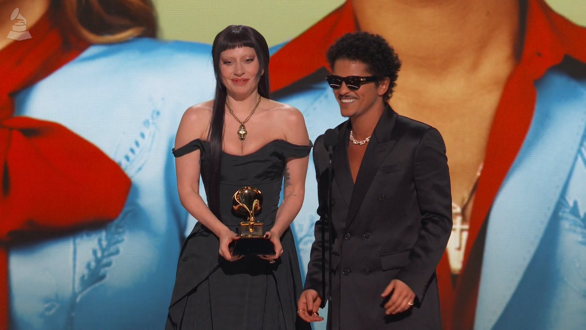 Congratulations Best Pop Duo/Group Performance winners - "Die With A Smile" Lady Gaga & @brunomars 🎶 #GRAMMYs