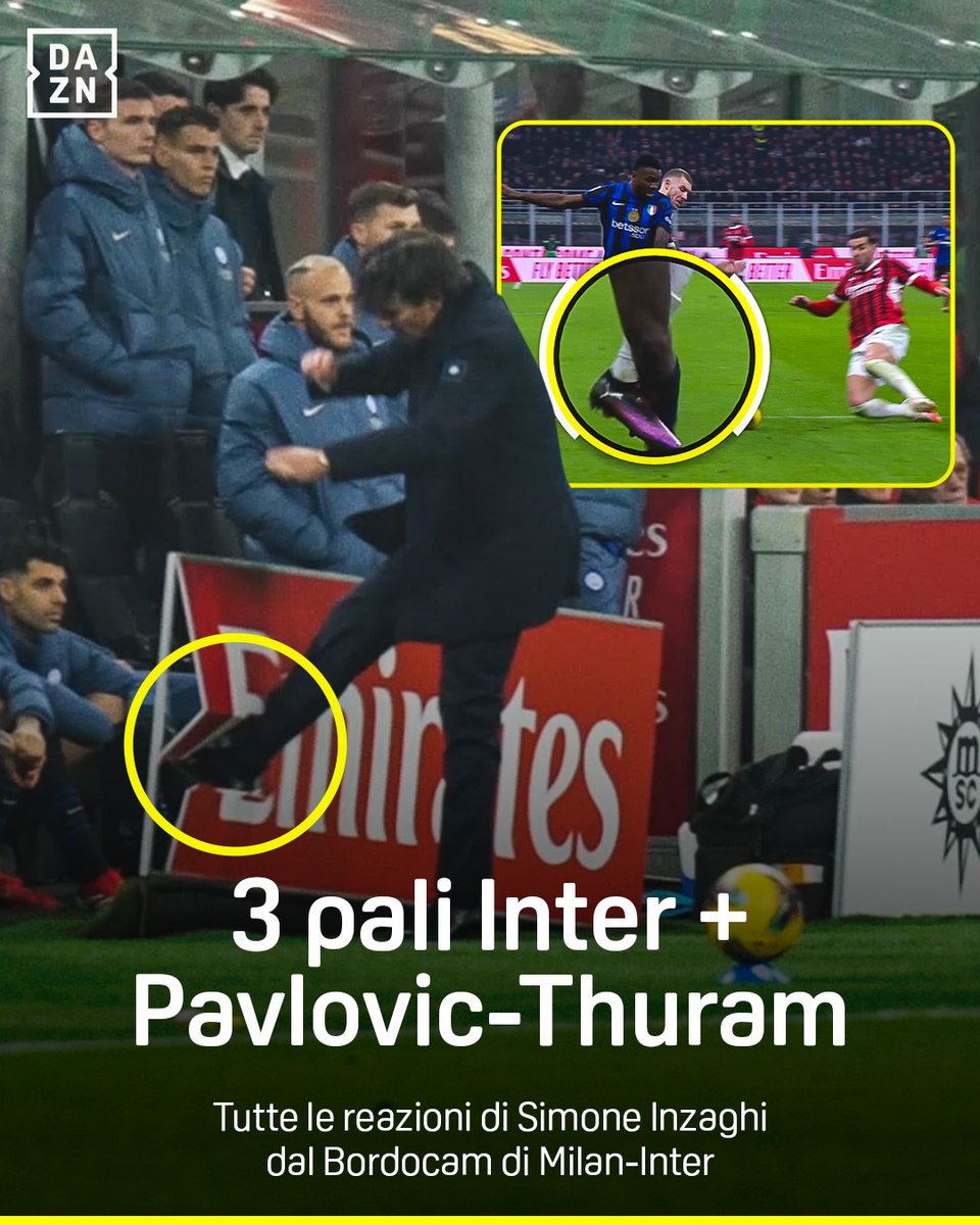 Inzaghi ๐บ๐ช๐จ-๐ป๐ฌ-๐ต๐จ-๐ป๐ถ ๐ช๏ธ L'episodio Pavlovic-Thuram โ i tre pali โ Tutte le reazioni di Simone ๐ฅ ๐ค Davide Bernardi Bordocam #MilanInter รจ disponibile ora su #DAZN! ๐ฒ