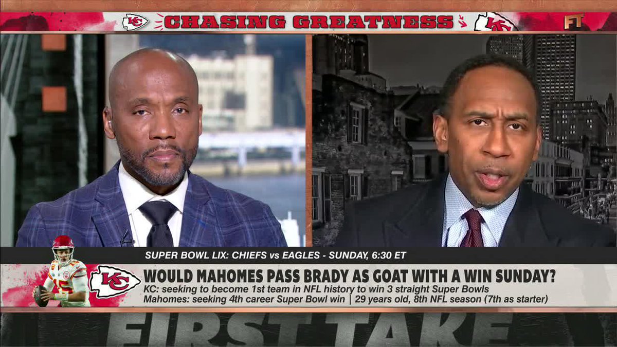 . Stephen A Smith says Patrick Mahomes is the GOAT over Tom Brady with a win in Super Bowl LIX 👀