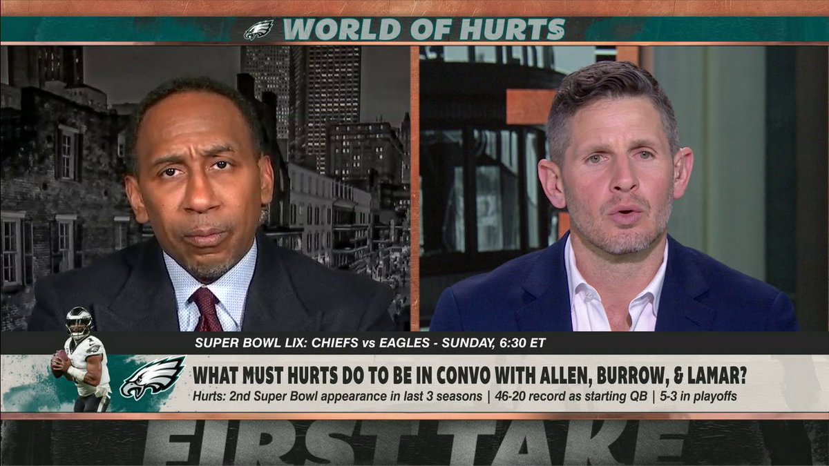 "I don't think there's anything Jalen [Hurts] can do to be in the conversation with [Joe Burrow, Lamar Jackson and Josh Allen] as players." —Dan Orlovsky 😯