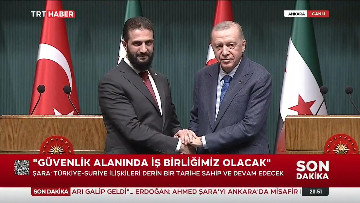 Suriye Cumhurbaşkanı Şara: Sayın Cumhurbaşkanı Erdoğan’ı Suriye'ye davet ediyorum.