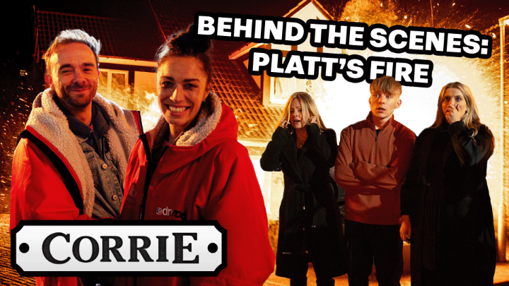Explosions, interviews and a behind-the-scenes look at how the Platt's fire was created! 🔥 🚒 🎇 #Corrie