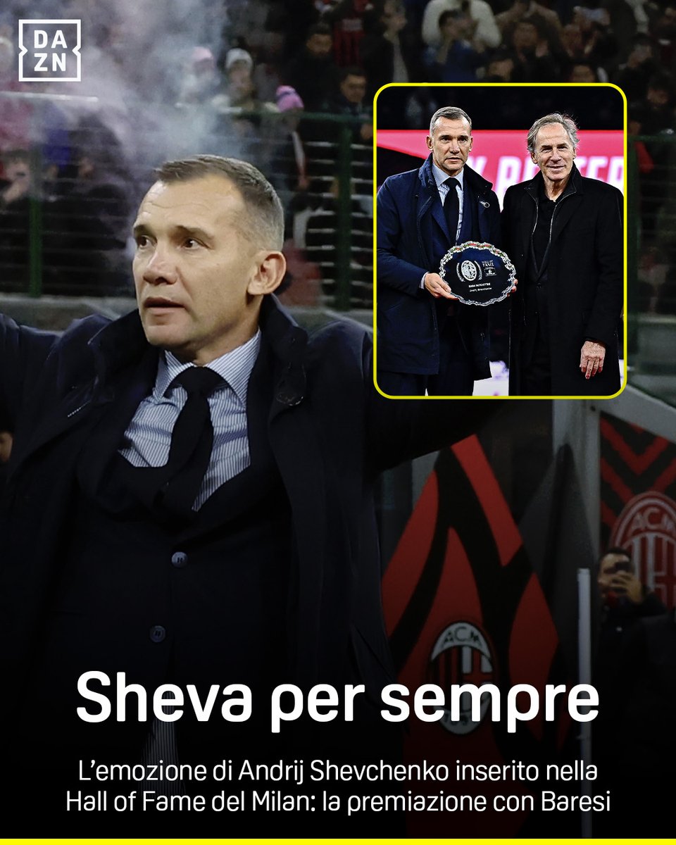 𝐁𝐫𝐢𝐯𝐢𝐝𝐢 𝐫𝐨𝐬𝐬𝐨𝐧𝐞𝐫𝐢 🔴⚫ Tutto San Siro ai piedi di Sheva 🇺🇦♾️ #Shevchenko #Milan #DAZN