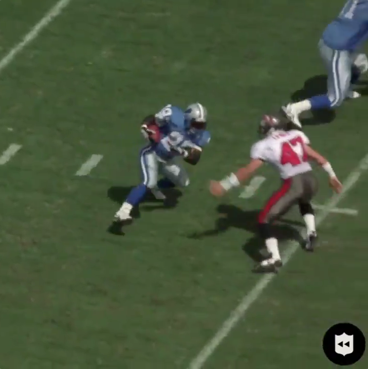 Let’s all watch Barry Sanders defy the physics of professional football for a minute.