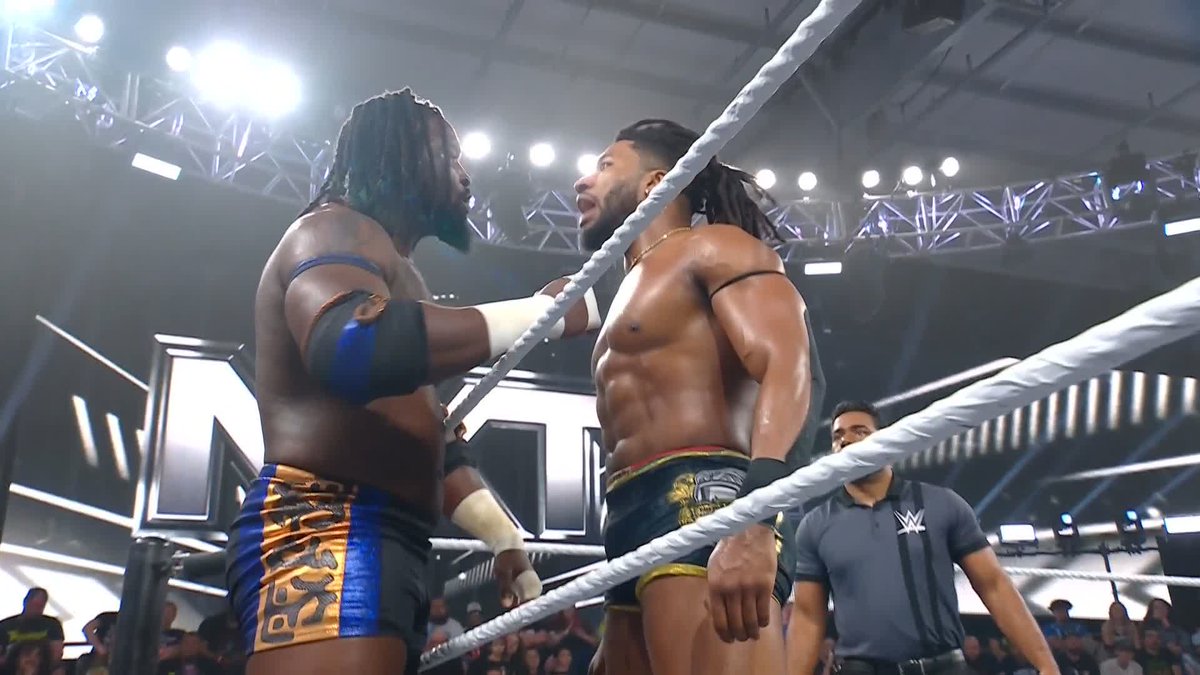 This isn't going well... Oba Femi wwe and Trick Williams can't get on the same page! 😬 #WWENXT