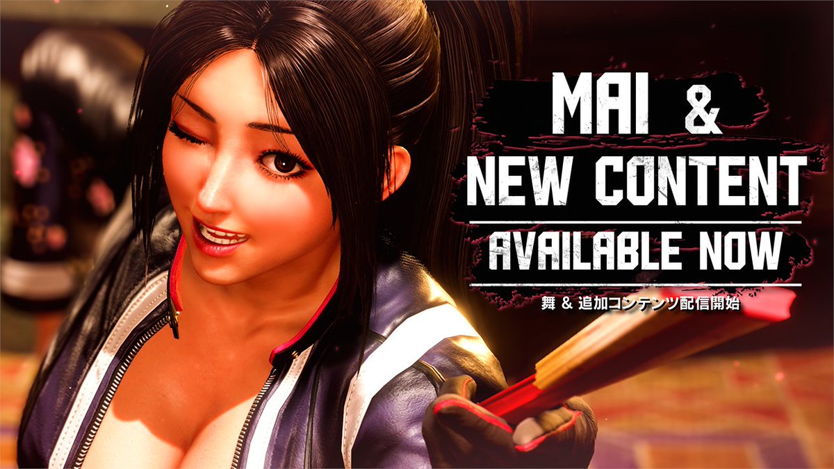 #スト6 Year2追加キャラクター第3弾 #舞 の配信に伴うコンテンツ大型アップデート‼ ▶ 「ワールドツアー」新たなエリア＆ミッション追加！ ▶ 「バトルハブ」新技やエモートを世界中のファイターに見せつけよう！ ▶ 「ファイティンググラウンド」追加されたストーリー等も楽しもう！