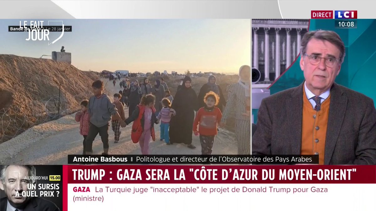 🗣️ "Les Gazaouis ne peuvent plus vivre à Gaza" pour le politologue et directeur de l’Observatoire des Pays Arabes, Antoine Basbous