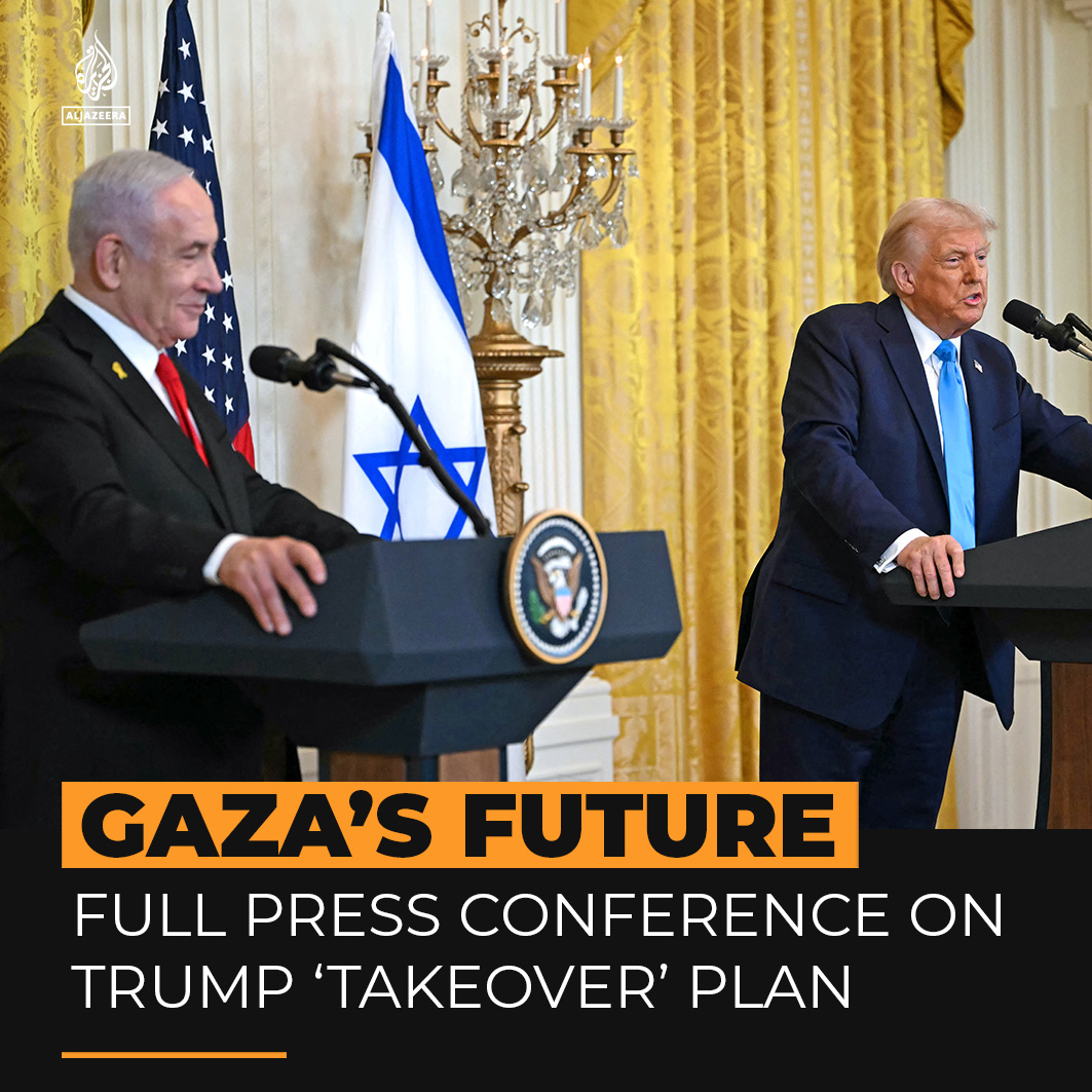Watch the full press conference with US President Donald Trump and Israeli Prime Minister Benjamin Netanyahu, where Trump unveiled his controversial plan for the US to ‘take over’ Gaza.