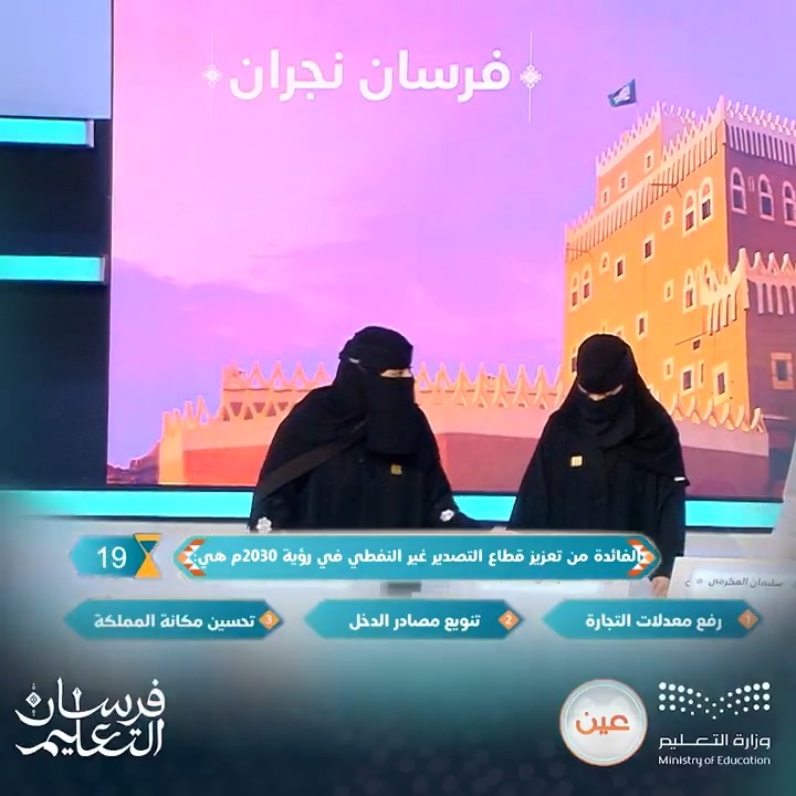 تعزيز قطاع التصدير غير النفطي خطوة هامة في تحقيق مستهدفات #رؤية_2030 الاقتصادية.. معرفة ووعي يمتلكها #فرسان_التعليم بمستهدفات الرؤية، ويُدركون دورهم في تحقيقها. الصادرات السعودية وزارة الصناعة والثروة المعدنية