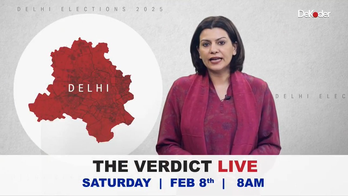 📢The Battle for Delhi is ON! Who will claim victory in the capital? Get the fastest, sharpest, and most in-depth analysis on #TheVerdictLive with Nidhi Razdan only on DeKoder! 📅 February 8 | 8 AM onwards #ResultsWithDeKoder 📍 LIVE on YouTube, X & Instagram
