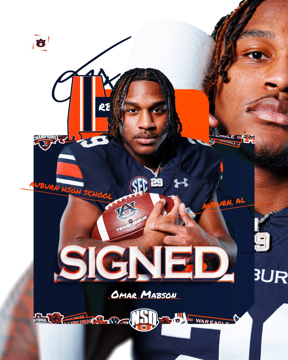 The hometown kid is staying home 🦅 𝐒𝐈𝐆𝐍𝐄𝐃 🖊️ @omarmabson29 🏠 Auburn, Alabama ⚡️ Running Back 🔗