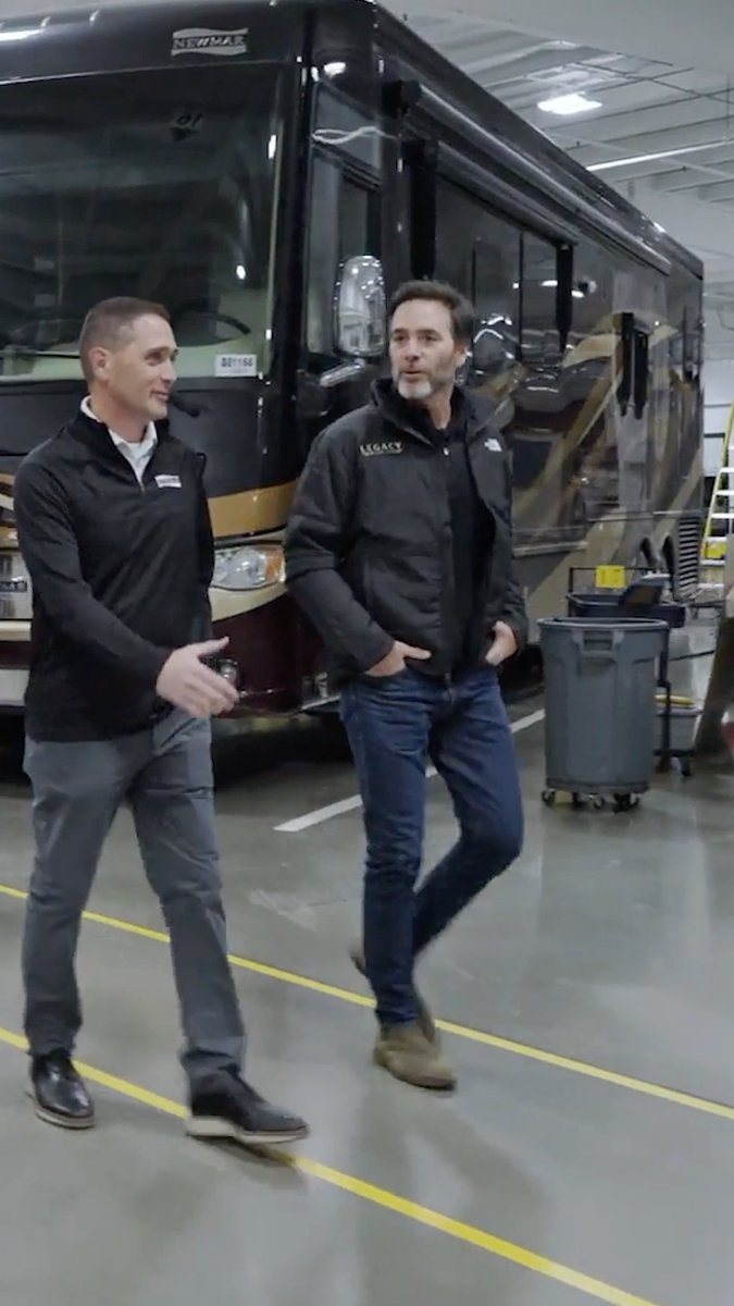 A new ride for Legacy Motor Club! Jimmie Johnson and Earl head to Newmar Corporation HQ to pick up our new hospitality coach. Watch the full journey on YouTube below: