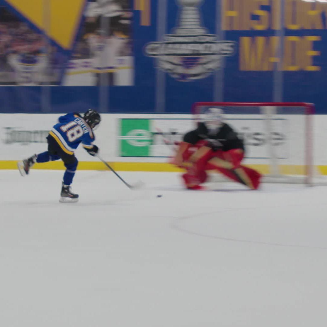 Imagine getting your Make-A-Wish to be a Blue for a Day actually granted. And then you get to attempt a breakaway on Jordan Binnington... and score. Best. Day. Ever.