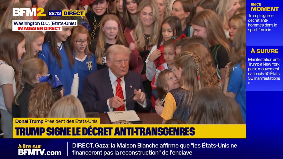 💬"Avec ce décret, la guerre contre le sport féminin est terminée" Donald Trump signe un décret interdisant les athlètes transgenres de pratiquer des sports féminins "No Men in Women’s Sports"