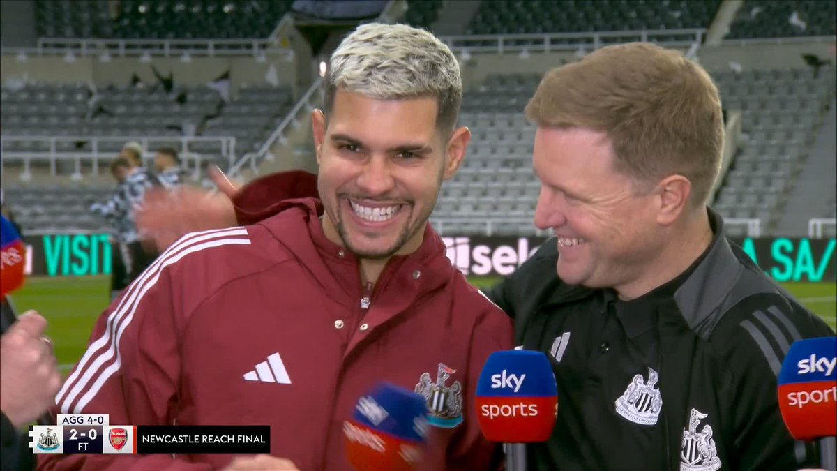Sit back and enjoy this wholesome interaction between Bruno Guimaraes and Eddie Howe 🥹