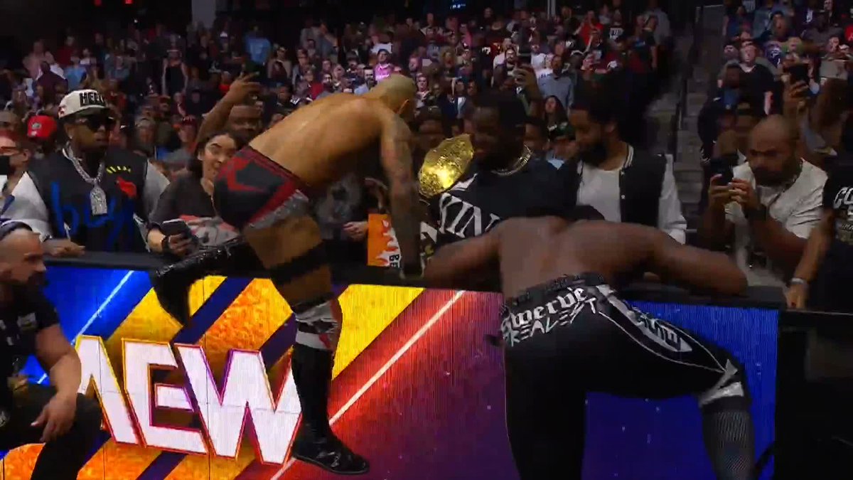 POWERBOMB ON THE BARRICADE! Watch #AEWDynamite LIVE on TBS Network &amp; Sports on Max The Realest Swerve Strickland | Ricochet