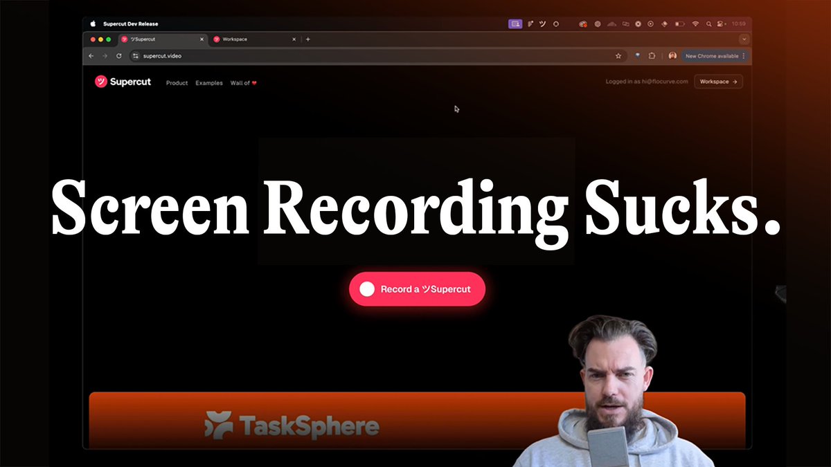 Testing out Supercut, the screen recording tool to replace Loom on the spot.