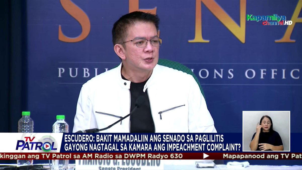 Walang impeachment trial o paglilitis kay Vice President Sara Duterte habang panahon ng kampanya ng #Halalan2025. Ito ang tiniyak ni Senate President Francis Escudero na nagsabing gusto nilang maging maingat sa paglilitis sa bise presidente.