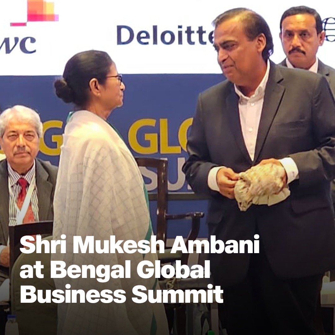 Shri Mukesh Ambani addresses the forum at Bengal Global Business Summit 2025. #Jio #AirFiber #BengalGlobalBusinessSummit #India #WestBengal #WithLoveFromJio #Kolkata