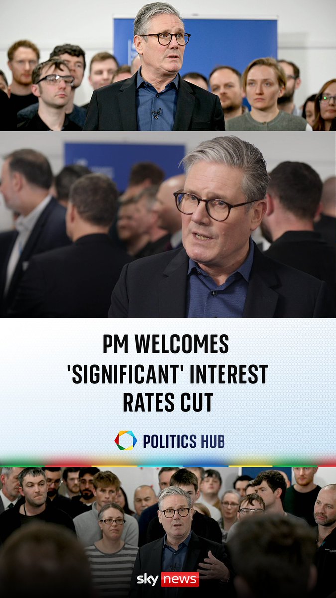 Prime Minister Sir Keir Starmer tells Sky's Beth Rigby that he welcomes interest rates being cut to 4.5% as he said the Labour government "were never going to turn around the economy in just six or seven months". Read more: