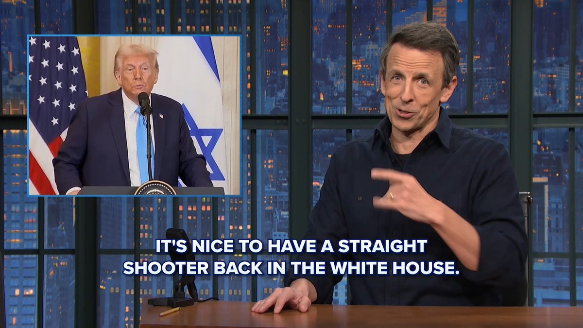 “It’s nice to have a straight shooter back in the White House.” Seth Meyers #ACloserLook