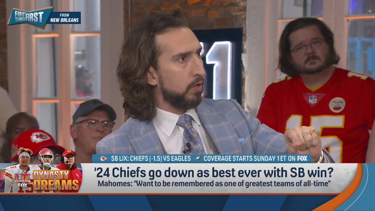 “The Chiefs are a game away from having a legitimate argument that, for not just the 3 years, that THIS is the greatest team ever put together.” — nick wright