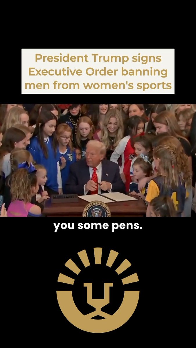 President Trump secures a major victory for women's rights by signing an Executive Order banning men from competing in women's sports. #DonaldTrump #EO #Sports #WomensSports #Women #TheLion