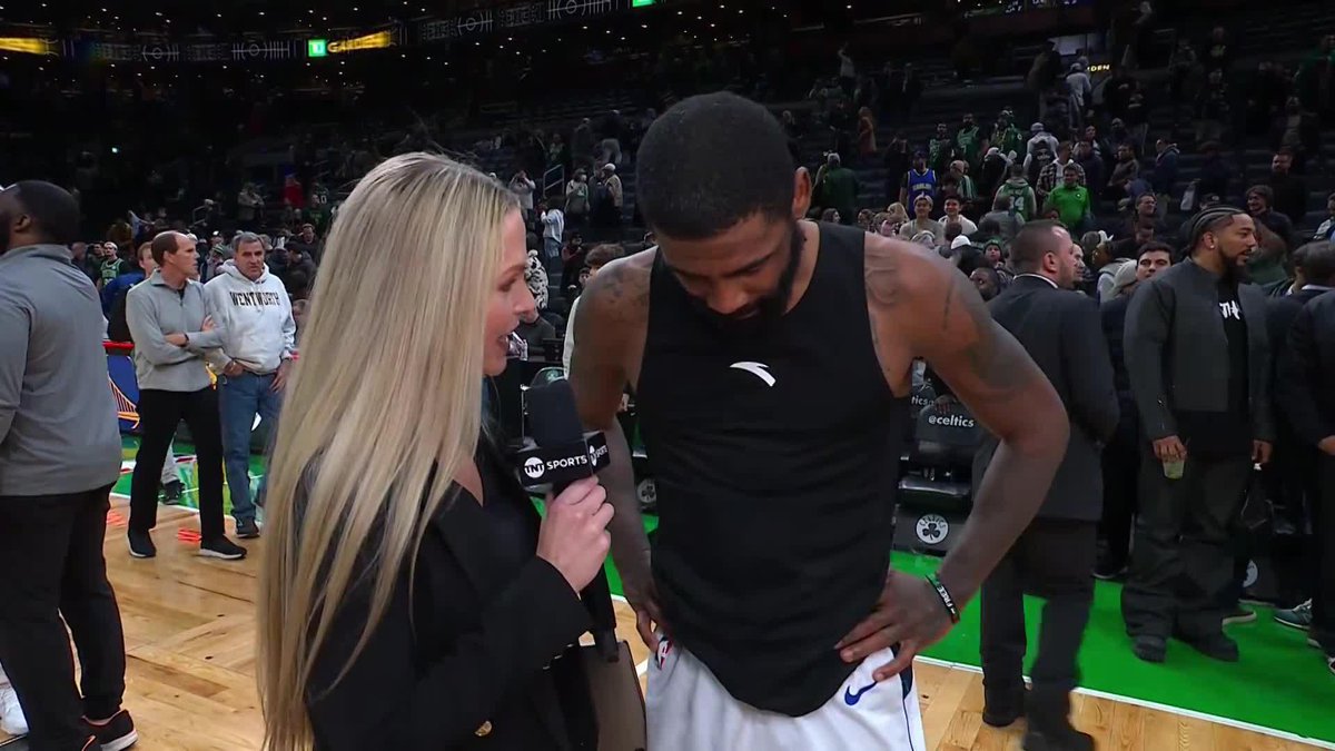 "Klay's very comfortable in this building" Kyrie🤞🏾 praised Thompson's performance & Dallas' team effort postgame with Allie LaForce 👏