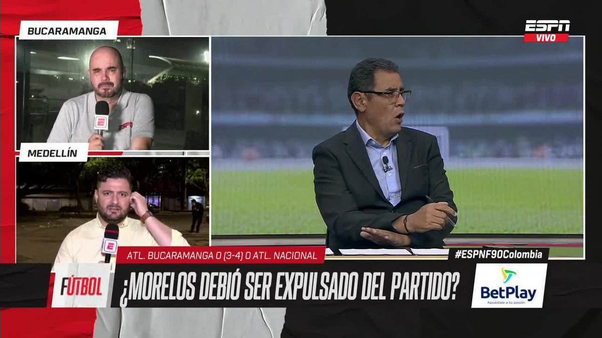 #ESPNF90Colombia | El clásico nocturno del fútbol ¿Alfredo Morelos debió ser expulsado del partido en Bucaramanga? "Sí, veo un espíritu PENDENCIERO de Morelos" Francisco J. Velez. FUTBOL TOTAL Queremos leer tu opinión con #ESPNF90Colombia