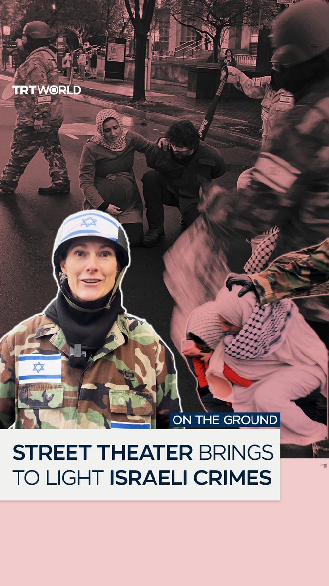 A group of pro-Palestine activists in Washington DC use political street theater to demonstrate the Israeli military’s atrocities committed against the Palestinian people in Gaza and the occupied West Bank
