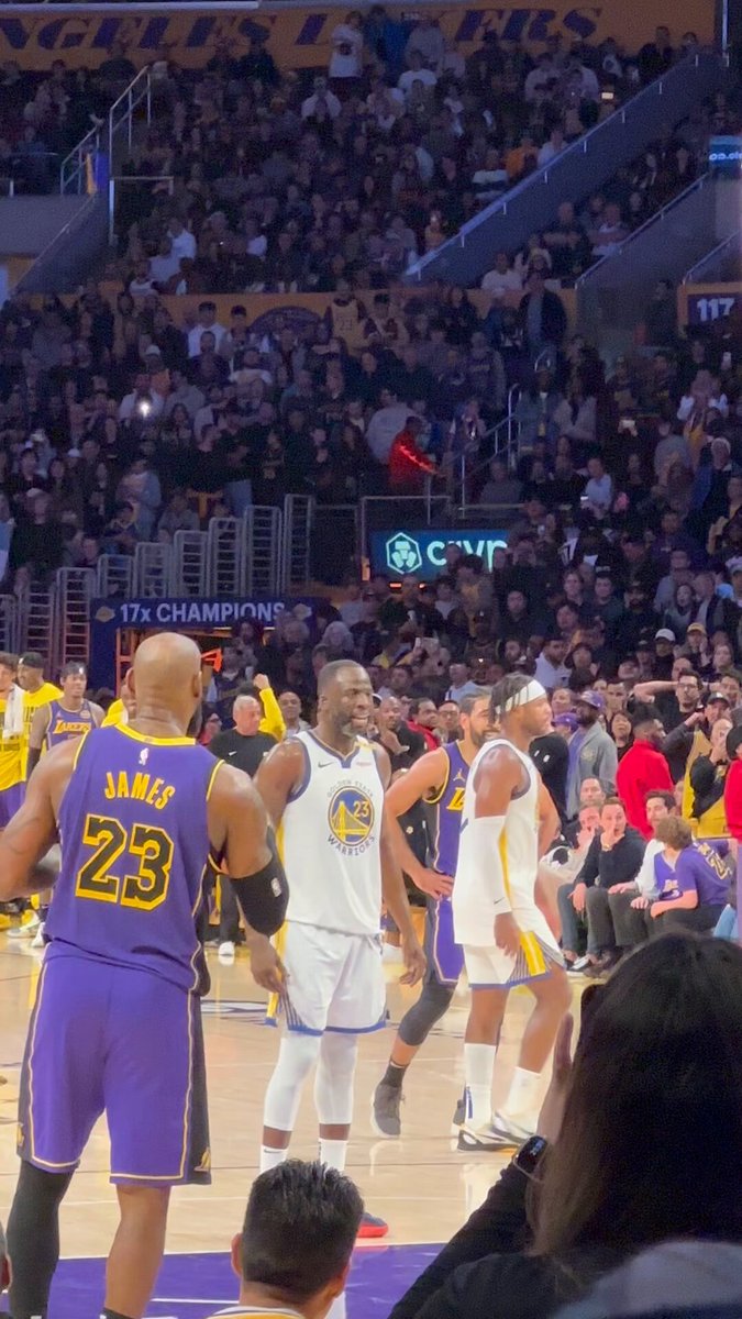 After a missed eight second violation, Draymond gets riled up, misses a free throw, then LeBron starts laughing and pumps up the crowd. Then Draymond gets called for a tech.