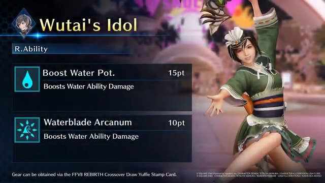 Check out Yuffie's Wutai's Idol! Get this Yuffie-Exclusive Gear from FFVII REBIRTH Crossover Draw Yuffie on the Stamp Card! #FF7EC #FF7EverCrisis #FF7