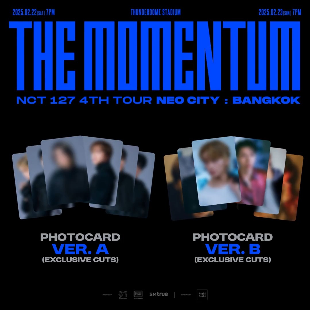 🔍 ภาพตัวอย่าง 🔍 𝗣𝗛𝗢𝗧𝗢 𝗖𝗔𝗥𝗗 (การ์ดภาพ) 𝗩𝗲𝗿. 𝗔 และ 𝗩𝗲𝗿. 𝗕 สำหรับผู้ซื้อบัตรคอนเสิร์ต 🎫 ⠀ 𝗡𝗖𝗧 𝟭𝟮𝟳 𝟰𝗧𝗛 𝗧𝗢𝗨𝗥 '𝗡𝗘𝗢 𝗖𝗜𝗧𝗬 : 𝗕𝗔𝗡𝗚𝗞𝗢𝗞 - 𝗧𝗛𝗘 𝗠𝗢𝗠𝗘𝗡𝗧𝗨𝗠' ⠀⠀⠀⠀ ⚙️ 2 รอบการแสดง : ⠀ ⠀ 𝟮𝟮 กุมภาพันธ์ 𝟮𝟱𝟲𝟴 (เสาร์) เวลา 𝟭𝟵:𝟬𝟬 น. ⠀ ⠀ 𝟮𝟯 กุมภาพันธ์ 𝟮𝟱𝟲𝟴 (อาทิตย์) เวลา 𝟭𝟵:𝟬𝟬 น. ⠀ 🏟️ สถานที่ : ⠀ ⠀ ธันเดอร์โดม สเตเดียม (𝗧𝗛𝗨𝗡𝗗𝗘𝗥𝗗𝗢𝗠𝗘 𝗦𝗧𝗔𝗗𝗜𝗨𝗠) ⠀ _____ ⠀ 🚨 สถานะบัตรการแสดง : ⠀ ⠀ 𝗦𝗢𝗟𝗗 𝗢𝗨𝗧 ❌ บัตรราคา 𝟳,𝟵𝟬𝟬 NEO CITY PACKAGE (บัตรยืน) / 𝟲,𝟴𝟬𝟬 / 𝟲,𝟮𝟬𝟬 / 𝟱,𝟲𝟬𝟬 / 𝟱,𝟱𝟬𝟬 / 𝟱,𝟮𝟬𝟬 / 𝟰,𝟮𝟬𝟬 / 𝟯,𝟲𝟬𝟬 / 𝟮,𝟲𝟬𝟬 บาท ของทั้ง 2 รอบการแสดง จำหน่ายหมดเรียบร้อย 🙌 ⠀ ⠀ 𝗔𝗩𝗔𝗜𝗟𝗔𝗕𝗟𝗘 ✅ บัตรราคา 𝟲,𝟱𝟬𝟬 (บัตรยืน) บาท ยังมีจำหน่ายใน “จำนวนไม่มาก” ❗มาร่วมเดินไปบนเส้นทางแห่งตำนานบทใหม่ ที่จะจารึกไว้ในหน้าประวัติศาสตร์ของพวกเขา 🚶🏻‍♂️💨 ⠀ _____ ⠀ 🔩 ช่องทางการจำหน่ายบัตร : ⠀ 1. [ช่องทางที่ 1] ⠀ ⠀ ➫ เคาน์เตอร์เซอร์วิสในร้าน 7-Eleven ทุกสาขาทั่วประเทศ ⠀ 2. [ช่องทางที่ 2] ⠀ ⠀ ➫ เว็บไซต์ ⠀ _____ ⠀ 🧰 รายละเอียดของผังที่นั่ง, สิทธิพิเศษ และเงื่อนไขการซื้อบัตร : ⠀ ⠀ ⠀ _____ ⠀ 🎟 วิธีการซื้อบัตร : ⠀ ⠀ ⠀ _____ ⠀ 📢 หมายเหตุ : ⠀ ⠀ 6 สมาชิก (JOHNNY, YUTA, DOYOUNG, JUNGWOO, MARK และ HAECHAN) จะเข้าร่วมแสดงคอนเสิร์ตตามกำหนดการ ⠀ _____ ⠀ #NCT127 #NEOCITY #NEOCITY_THE_MOMENTUM #NCT127_NEOCITY_THE_MOMENTUM #NCT127_NEOCITY_BANGKOK_THE_MOMENTUM #SMTrue