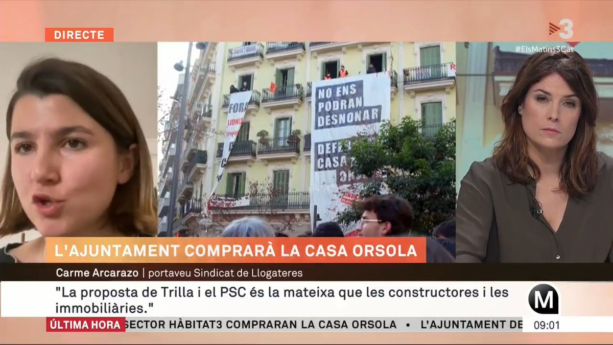 🔴 Carme Arcarazo: "El cas de la Casa Orsola és una victòria i un símbol d'esperança" La portaveu del Sindicat de Llogateres (Sindicat de Llogateres i Llogaters) valora l'anunci de compra que ha fet l'Ajuntament de Barcelona #ElsMatins3Cat ▶