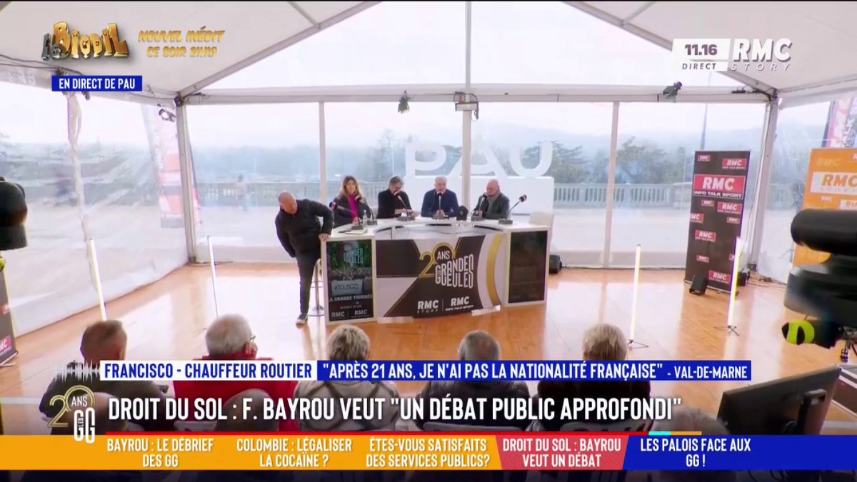 🤔 Droit du sol, François Bayrou veut "un débat public approfondi" 📞 Francisco, au 3216 : "Je suis arrivé quand j'avais 2 ans en France. J'ai 51 ans et on vient de me refuser la nationalité française. Je n'ai pas su dire combien il y avait de régions en France." #GGRMC
