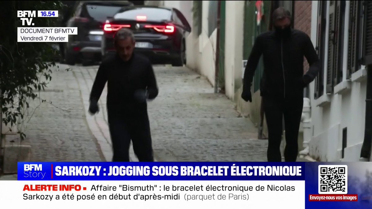 Les images du premier jogging de Nicolas Sarkozy sous bracelet électronique