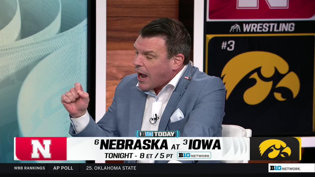 "This is worth the price of admission!" 🗣️ Shane Sparks breaks down the key matchups in tonight’s No. 6 Nebraska Wrestling vs. No. 3 Iowa Hawkeye Wrestling clash 👇 #B1GToday x #B1GWrestling