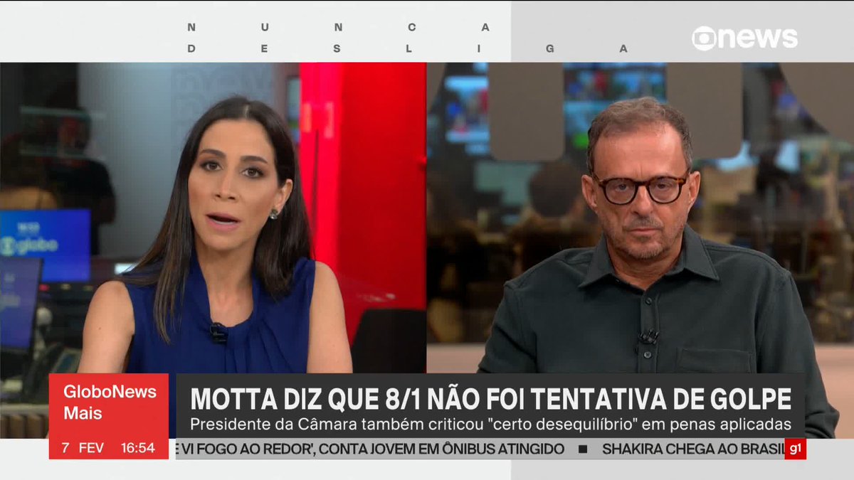 Hugo Motta diz que 8 de Janeiro não foi tentativa de golpe, e Julia Duailibi comenta: “Não faz sentido, agora, querer dizer ‘ah, não teve o golpe, então não tem o crime. O crime é a tentativa de”. ➡ Assista ao #GloboNewsMais: #GloboNews