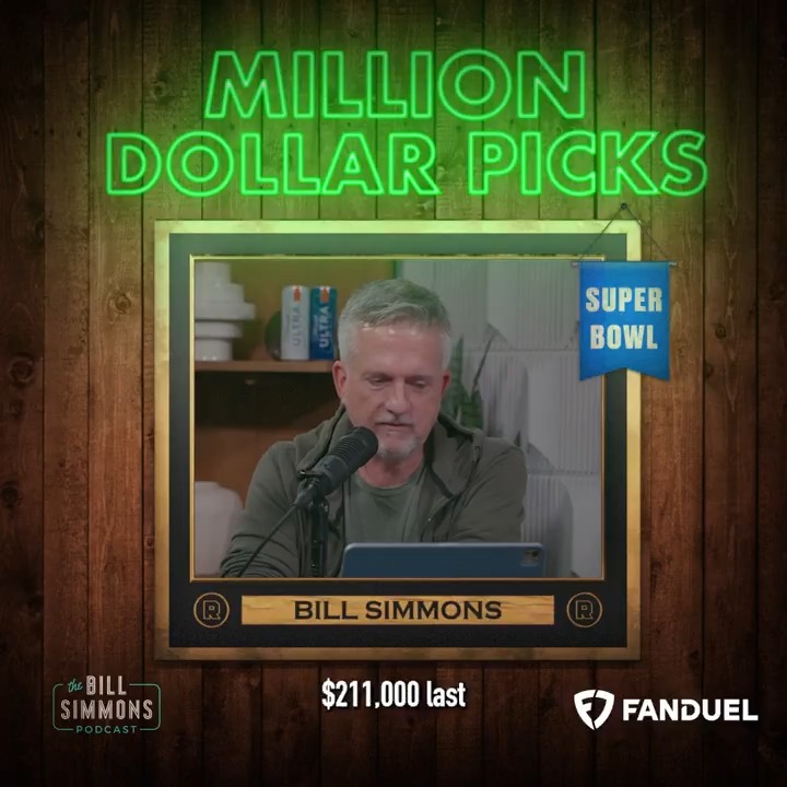 My Million Dollar Picks for the Super Bowl — all lines from FanDuel Sportsbook where u can find our Ringer Specials as well. My fav SB prop — Hurts anytime TD -115 Fav boost: Mahomes 225+ pass yards + KC wins. Claim the PBT and boost it 50% to +218.
