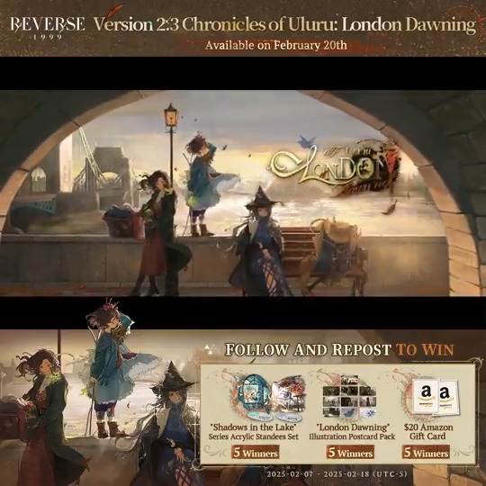 Version 2.3 Trailer - Chronicles of Uluru: London Dawning | Reverse: 1999 She dreams endlessly of a golden sunrise. [Giveaway] 1.Follow Reverse: 1999 | Version 3.5 Available Now 2.RT trailer before Feb.18 HD: Download: #Reverse1999Ver2ꓸ3