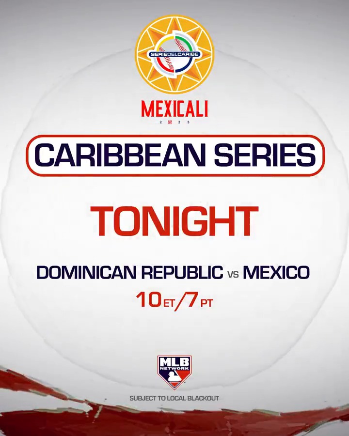 HERE WE GO 🍿 The #CaribbeanSeries championship game is coming up at 10pm ET on MLB Network! ⚾️ 🇩🇴 vs. 🇲🇽