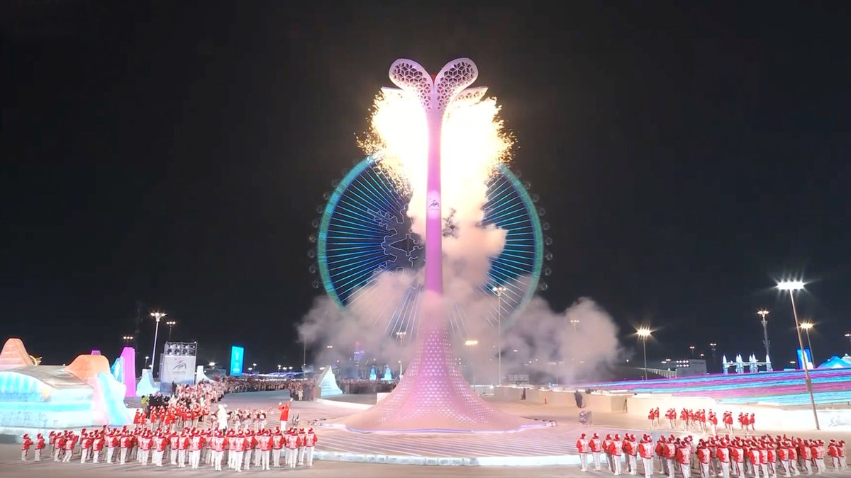 Harbin Asian Winter Games main torch tower ignited #Harbin #wintersports
