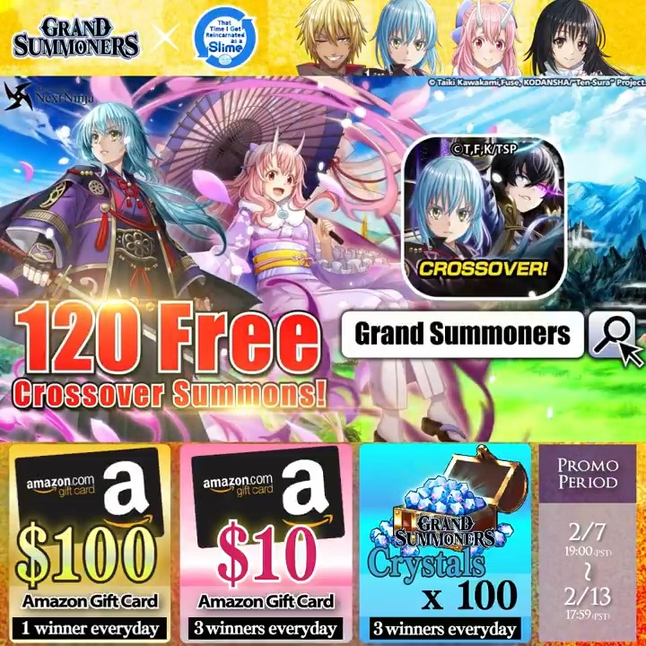 We've launched an amazing giveaway to celebrate the Ten-Sura Crossover announcement! Tons of exciting prizes are available! 1. Follow Grand Summoners 2. Repost this post *Only winners will be notified via DM. #TenSura #TenseiSlime
