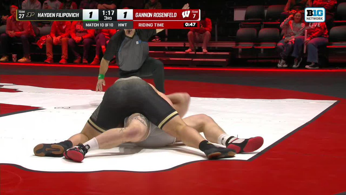 HE GOES FEET TO BACK AND GETS THE FALL ‼️ Hayden Filipovich seals the Purdue Wrestling win over Wisconsin 🔥 #B1GWrestling on Big Ten Network 📺